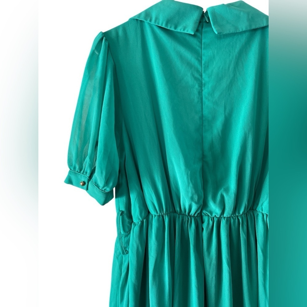 Faeriesty Green deep v neck wide leg jumpsuit - Picture 5 of 6